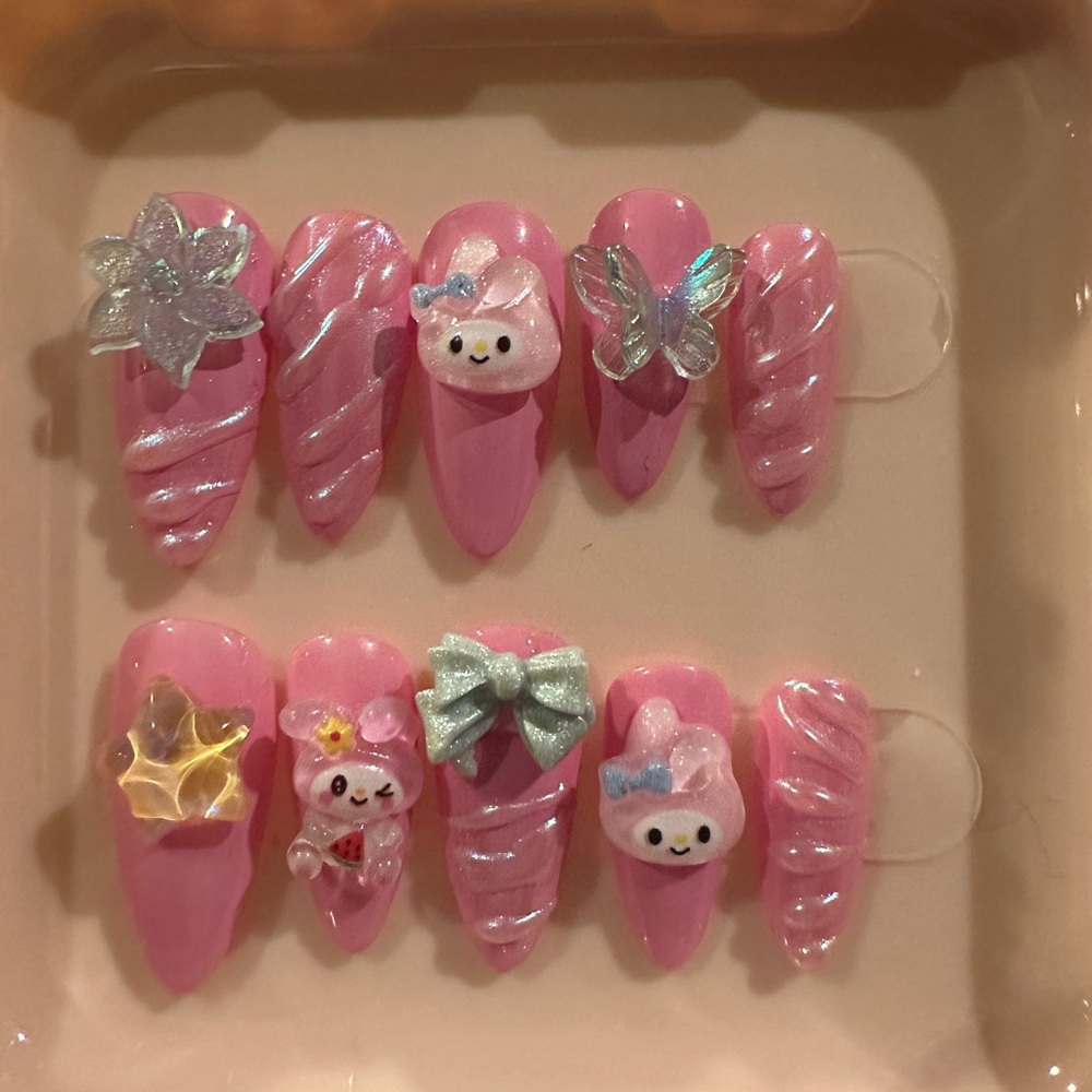 Handmade Gel My Melody Press On Nails